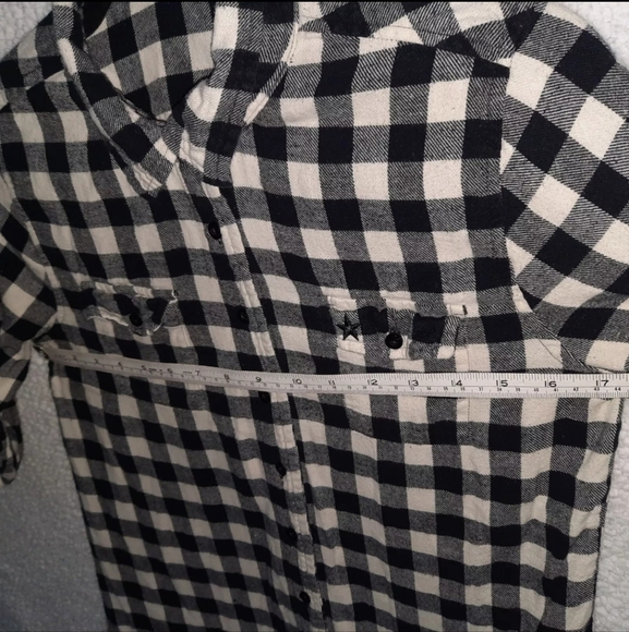 Night Shirt Womens Small Buffalo Check Flannel White and Black Frill Fringe - Picture 6 of 9